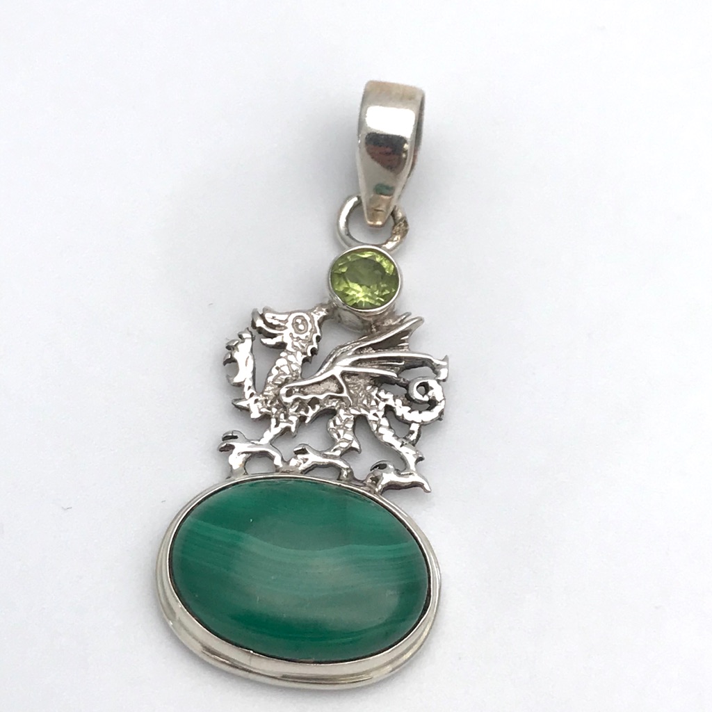 Sterling Silver Green Aventurine & Peridot Pendent